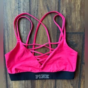 PINK Victoria's Secret Ultimate Hot Pink Strappy Sports Bra